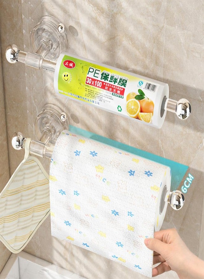 Cciphy Suction Cup Paper Towel Holder, Adjustable Self Adhesive Paper Towel Holder Under Cabinet, Wall Mount Paper Roll Dispense Hook Organizer Storage Holder (Transparent Gray) - Image 5